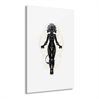 Leo Zodiac Elegant Acrylic Wall Art Print, Modern Home Decor, Black and Gold Abstract Design, Unique Gift for Art Lovers