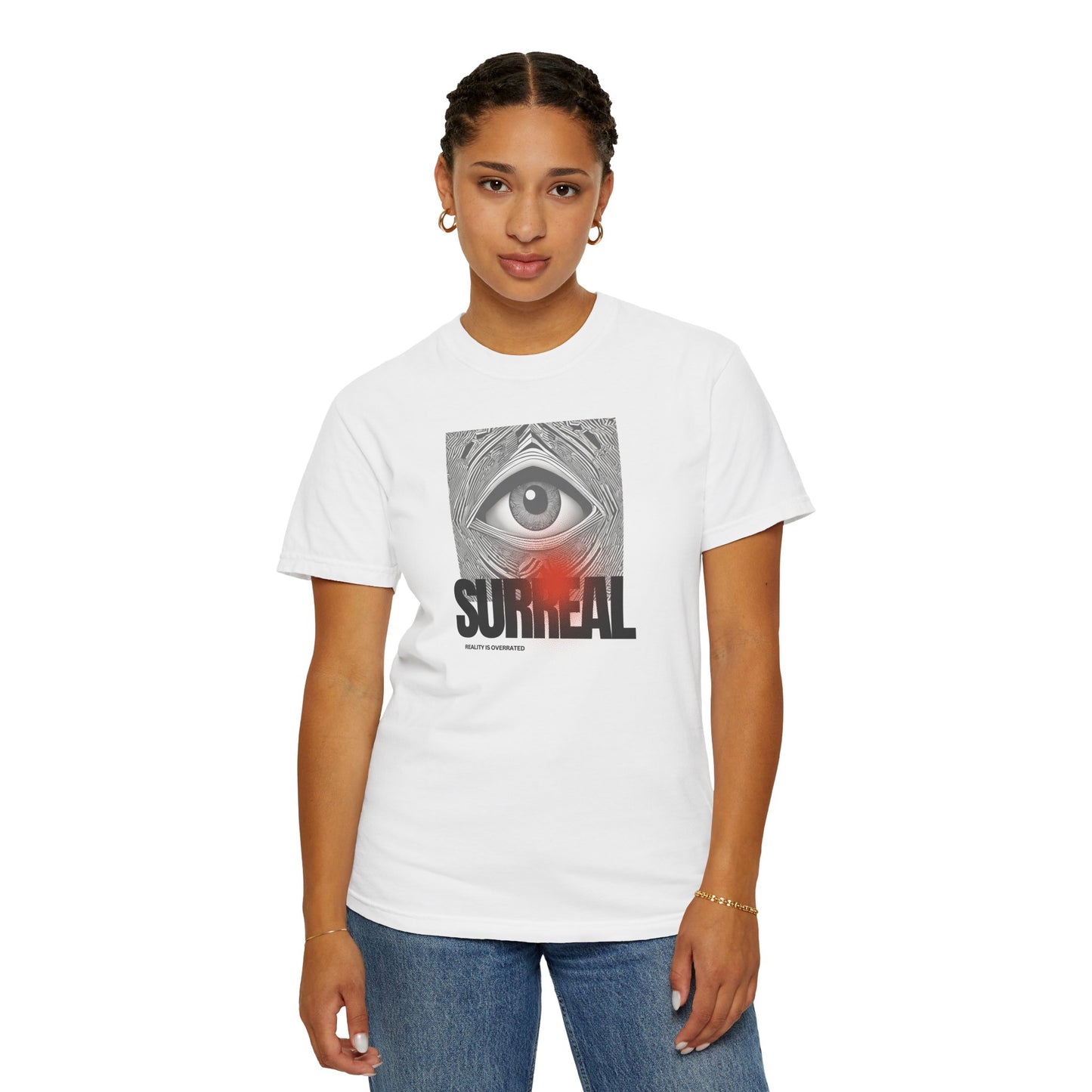 Surreal Eye Unisex Garment-Dyed T-shirt, Graphic Tee for Art Lovers, Unique Gift for Halloween, Streetwear Fashion, Casual Everyday Wear,