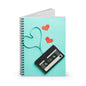 Retro Love Spiral Notebook - Ruled Line, Cute Journal for Students, Gift for Music Lovers, Valentine's Day, Heart Art Design