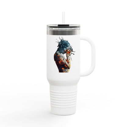 Artistic Insulated Travel Mug, 40oz - Colorful Design, Perfect for Coffee Lovers, Travel, Gifts, Camping, Outdoors, Stylish Hydration