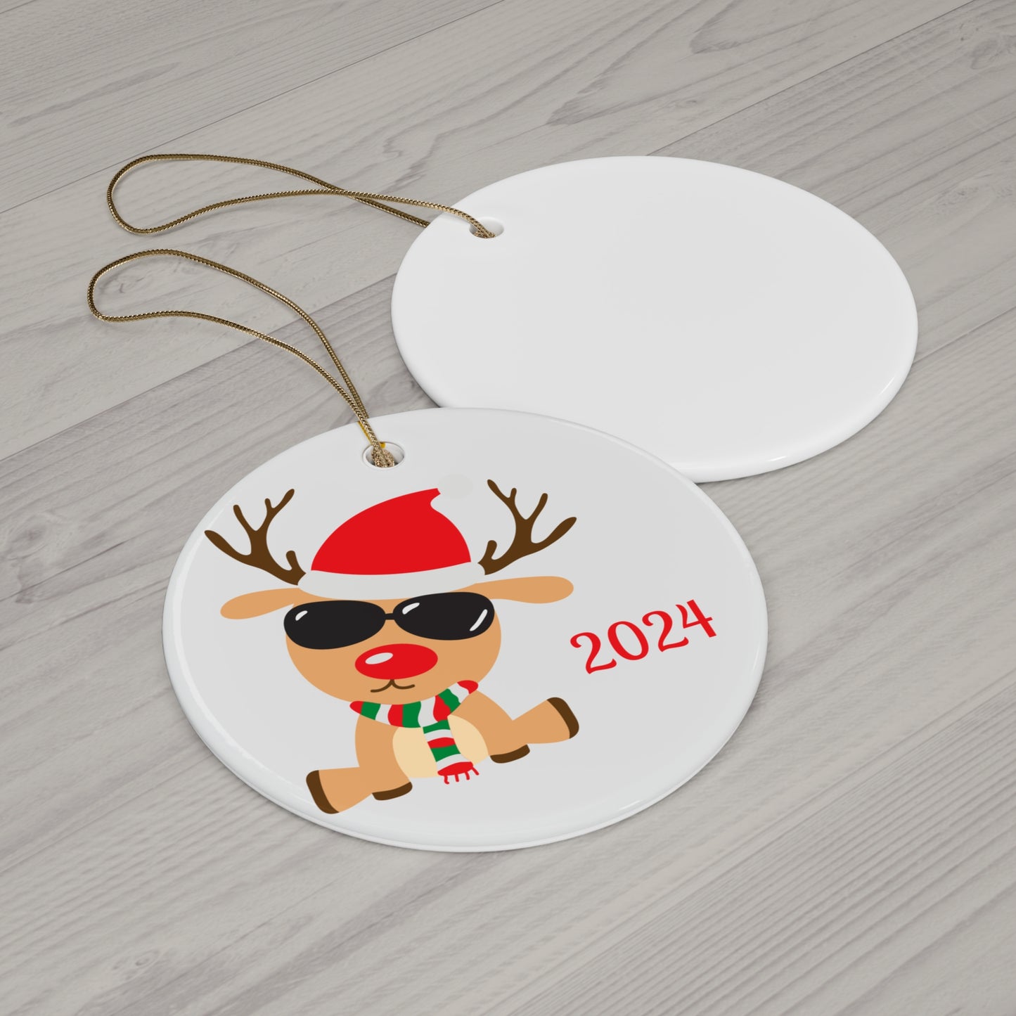 Cute Reindeer Ceramic Ornament - 2024 Christmas Decoration, Holiday Gift, Unique Tree Decor, Festive Keepsake, Winter Wonderland