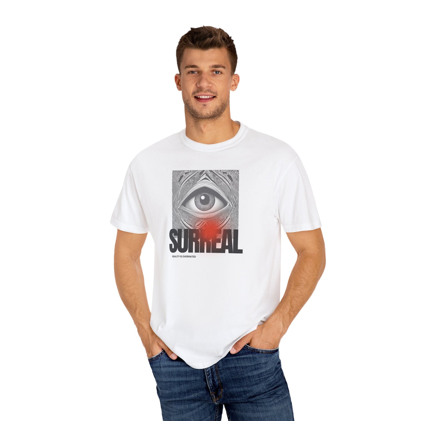 Surreal Eye Unisex Garment-Dyed T-shirt, Graphic Tee for Art Lovers, Unique Gift for Halloween, Streetwear Fashion, Casual Everyday Wear,