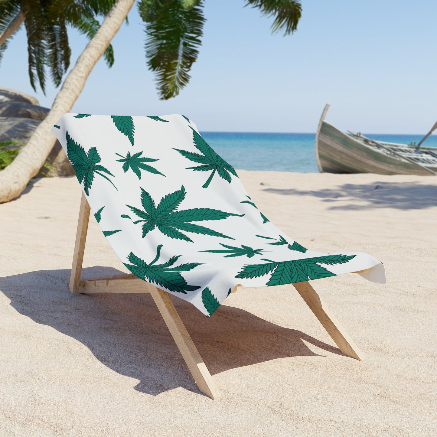 Tropical Vibe Beach Towel, Cannabis Leaf Print Towel, Summer Accessory, Perfect for Beach Days, Poolside, Festivals