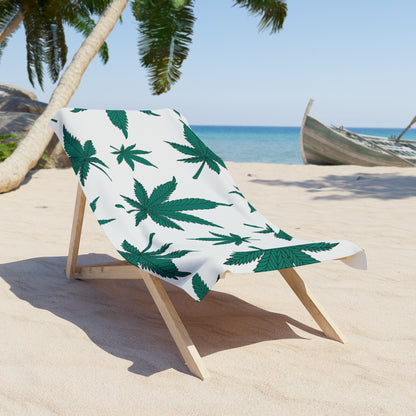 Tropical Vibe Beach Towel, Cannabis Leaf Print Towel, Summer Accessory, Perfect for Beach Days, Poolside, Festivals