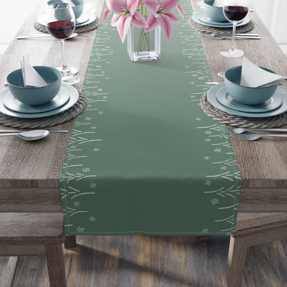 Christmas Themed Green Classy Table Runner - Perfect for Christmas Dinner or Holiday Parties (Cotton, Poly)
