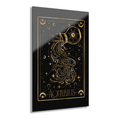 Aquarius Zodiac Astrology Acrylic Print, Aquarius Art Decor, Zodiac Wall Art, Modern Home Decor, Celestial Print, Starry Night Decor
