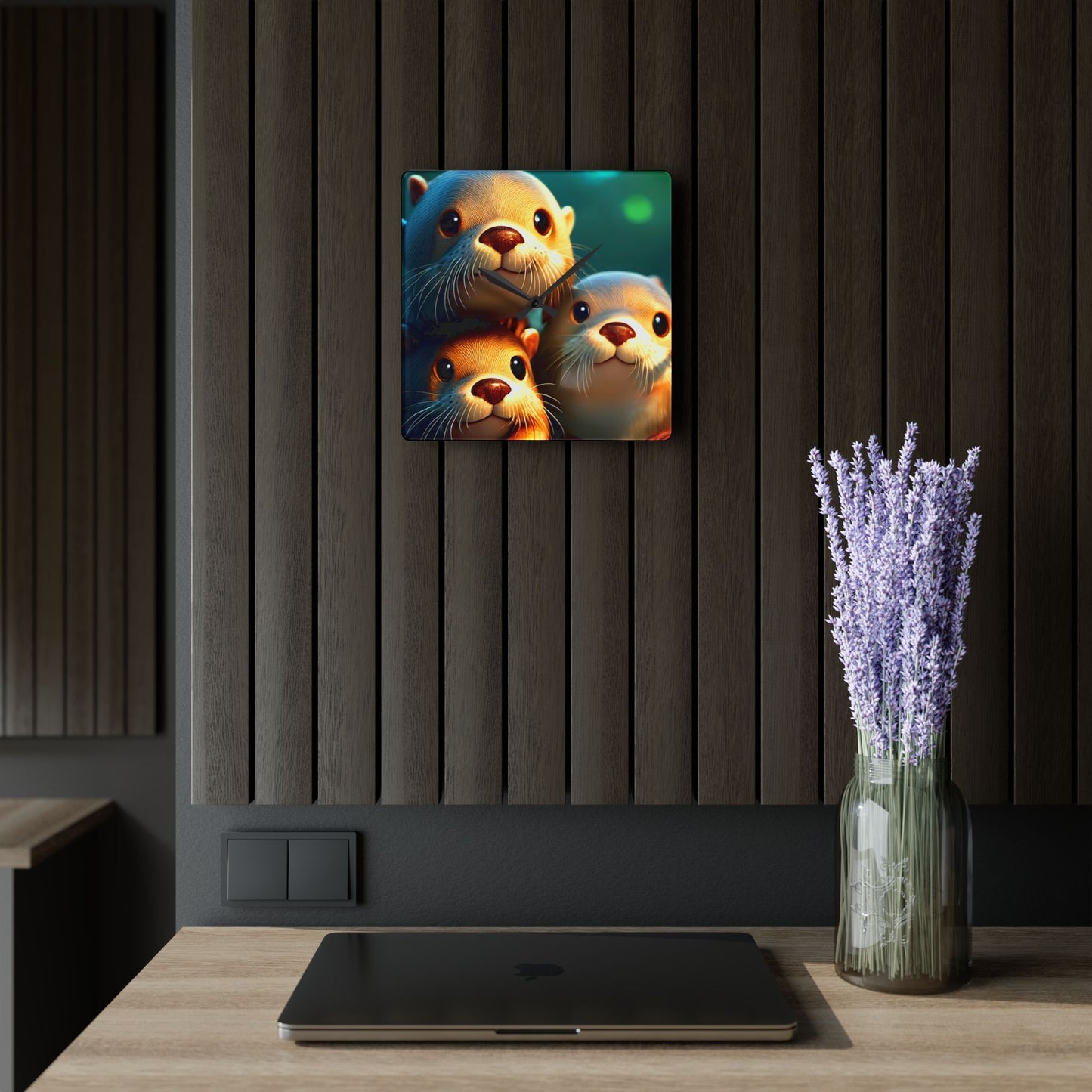 Cute Otter Acrylic Wall Clock, Adorable Home Décor, Unique Gift for Animal Lovers, Kids Room, Nature Enthusiasts, Birthday Decor
