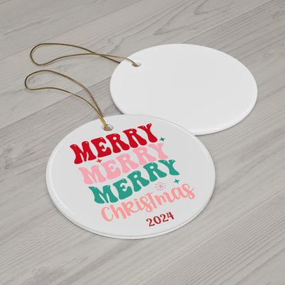 Festive Ceramic Ornament | Merry Christmas Decor | Holiday Keepsake | Personalized Gift | Tree Decoration | 2024