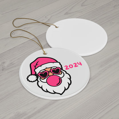 Bubble Gum Whimsical Santa Ornament, Fun Christmas Decor, Holiday Gift, Unique Tree Decoration, 2024 Keepsake, Festive Home Accent