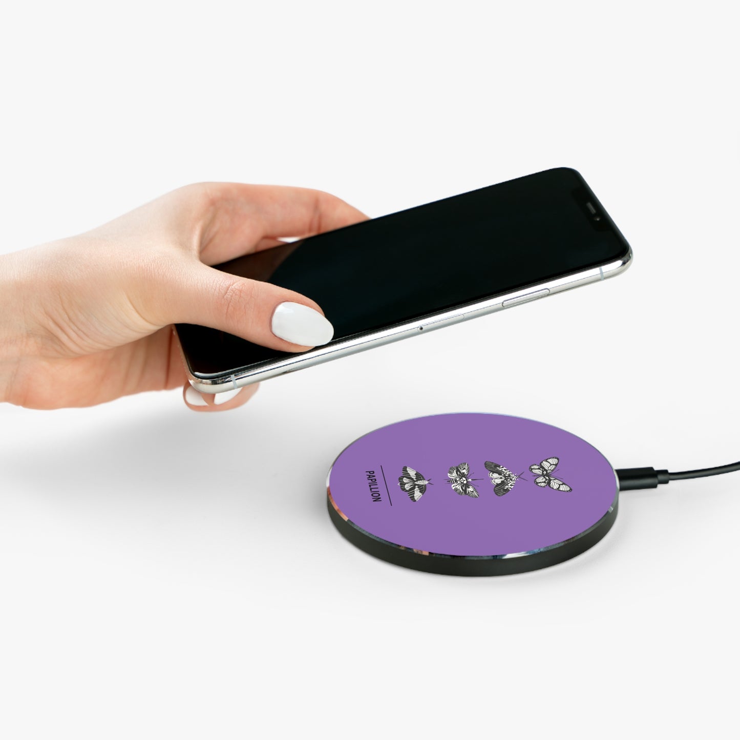 Butterfly Wireless Purple Charger - Papillion, Cute Fast Charging Pad, Phone Accessory, Gift for Nature Lovers, Home Decor