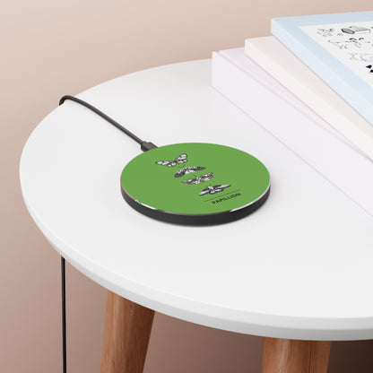 Papillon Butterfly Green Wireless Charger, Eco-Friendly Phone Charger, Fast Charging Pad, Unique Gift for Nature Lovers, Modern Desk Decor
