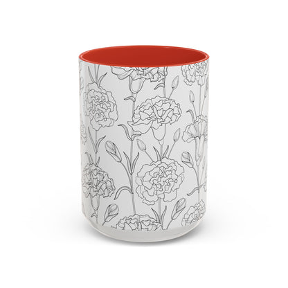 Floral Printed Coffee Mug, Stylish Drinkware for Home, Gift for Plant Lovers, Elegant Office Accessory, Mothers Day Present, Tea Cup