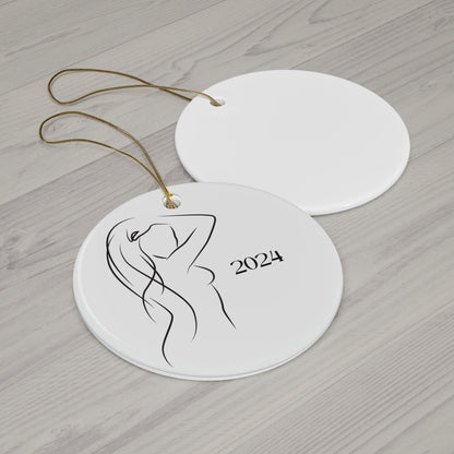Woman Silhouette - Elegant Ceramic Ornament, Minimalist 2024 Decoration for Home, Unique Gift, Holiday Decor, Keepsake