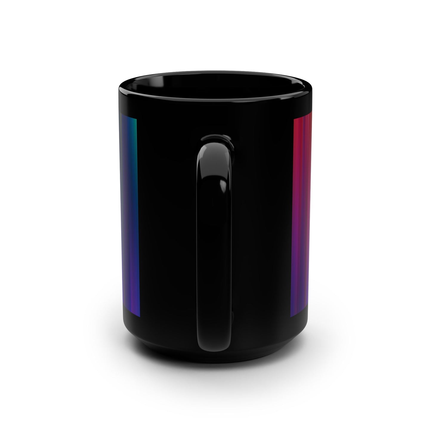 Colorful Stripes 15oz Black Mug, Vibrant Coffee Cup, Artistic Drinkware, Unique Gift for Art Lovers, Rainbow Ceramic Mug, Stylish Kitchen