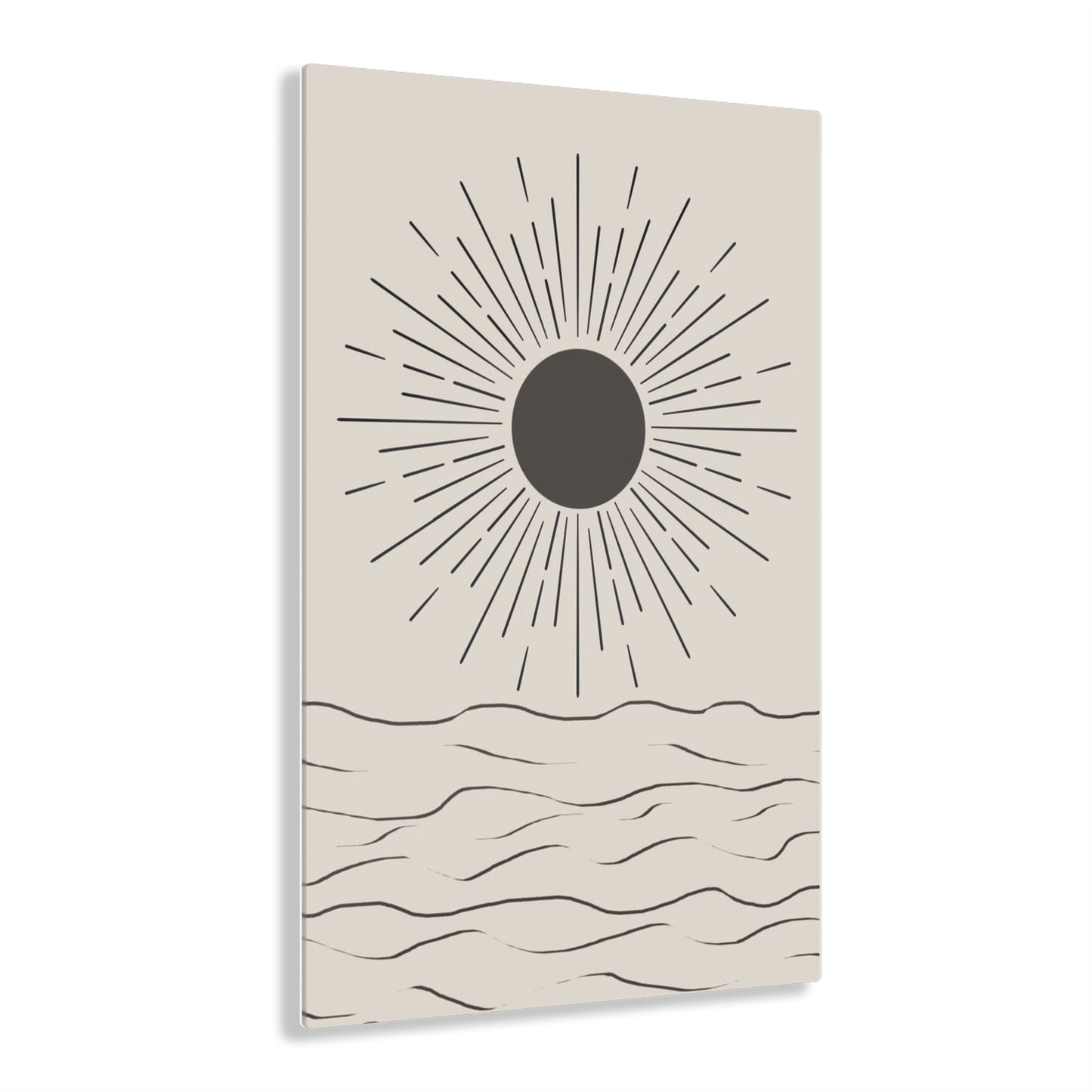 Boho Sun - Minimalist Acrylic Wall Art Print, Modern Sun and Waves Decor, Coastal Room Accent, Gift for Beach Lovers, Wall Decor for Home