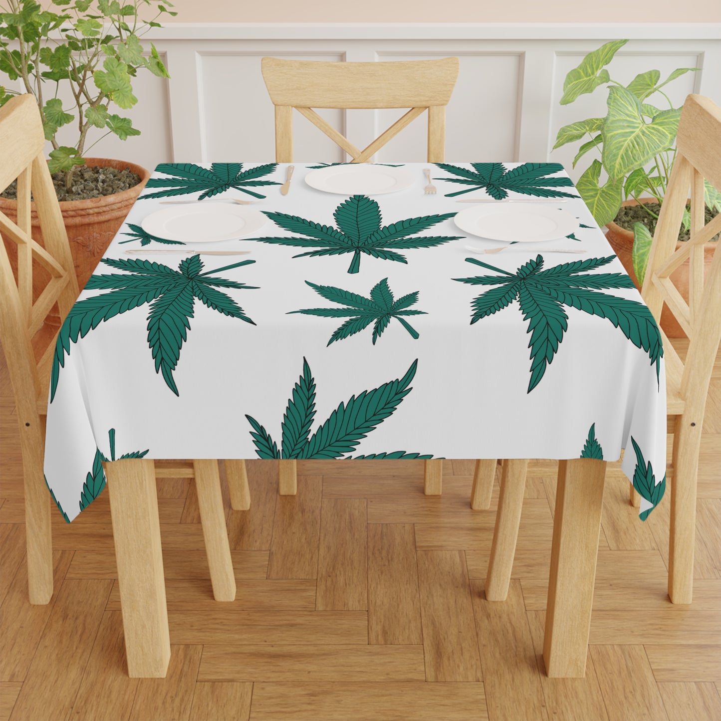 Cannabis Leaf Tablecloth, Boho Home Decor, Kitchen Dining, Party Accessory, Eco-Friendly Table Cover, Gifts for Her