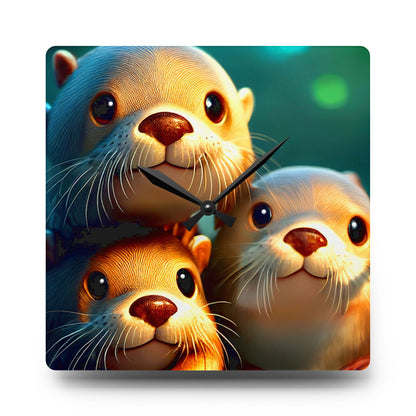 Cute Otter Acrylic Wall Clock, Adorable Home Décor, Unique Gift for Animal Lovers, Kids Room, Nature Enthusiasts, Birthday Decor