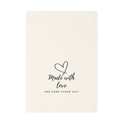 Made with Love - Funny Cotton Tea Towel, perfect for Gifts, Home Decor, Kitchen Essentials, Valentine's Day, Wedding Registry, Housewarming