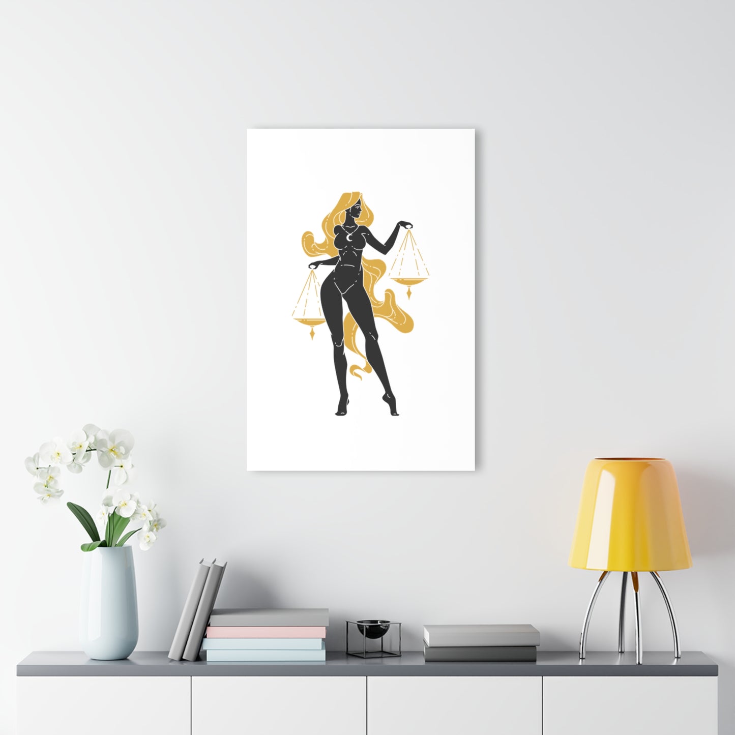 Elegant Libra Zodiac Devine Feminine Acrylic Print - Zodiac Art for Home Decor, Astrology Gift, Minimalist Wall Art