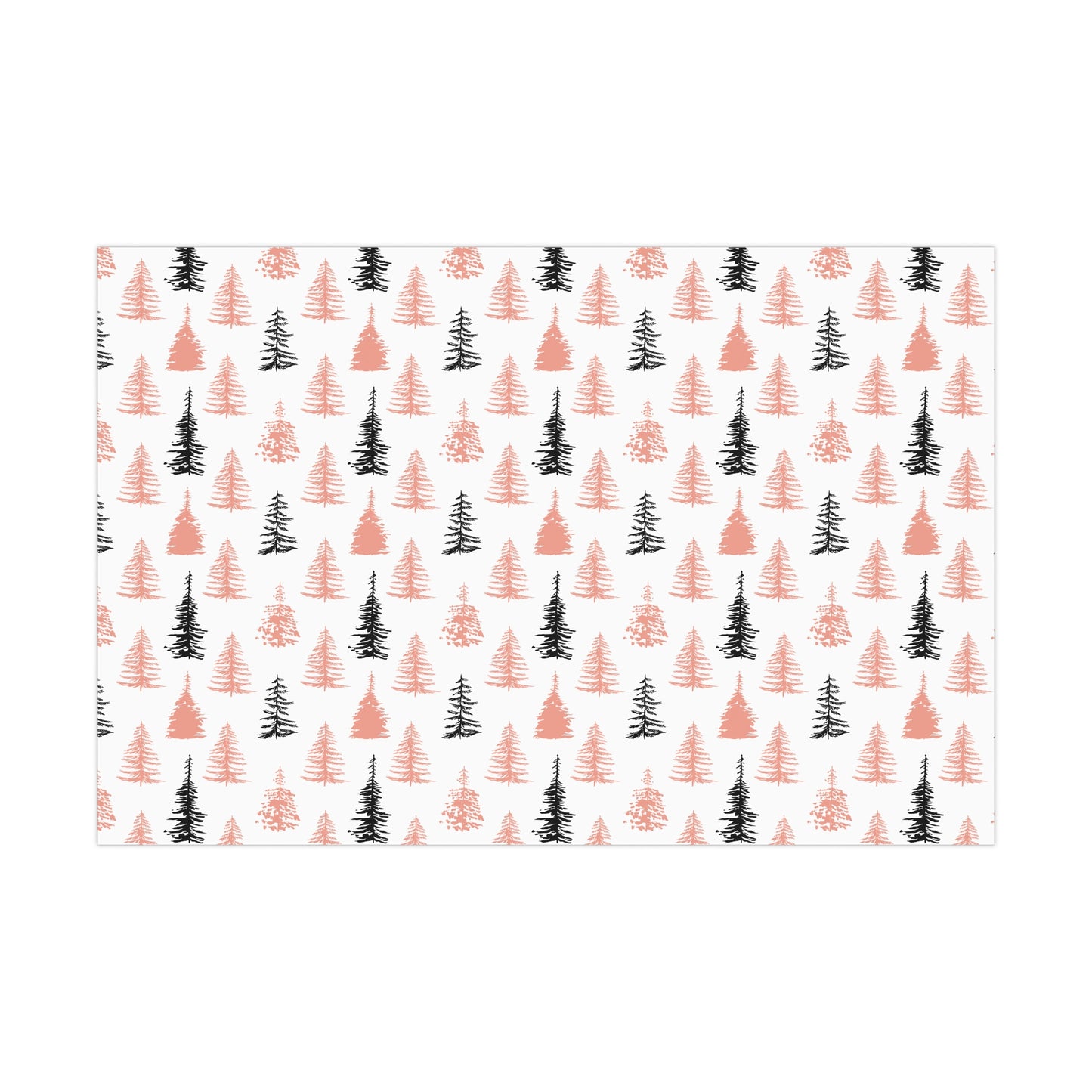 Gift Wrap Papers - Pink and Black Christmas Tree on White Background, Modern Minimalist Design, Unique, Holiday Wrapping Sheets, Festive