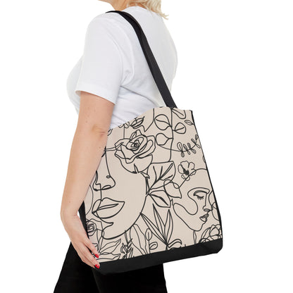 Elegant Floral Tote Bag, Minimalist Canvas Bag, Art Lover's Gift, Everyday Use, Eco-Friendly Shopping Bag, Mother's Day, Bohemian Style