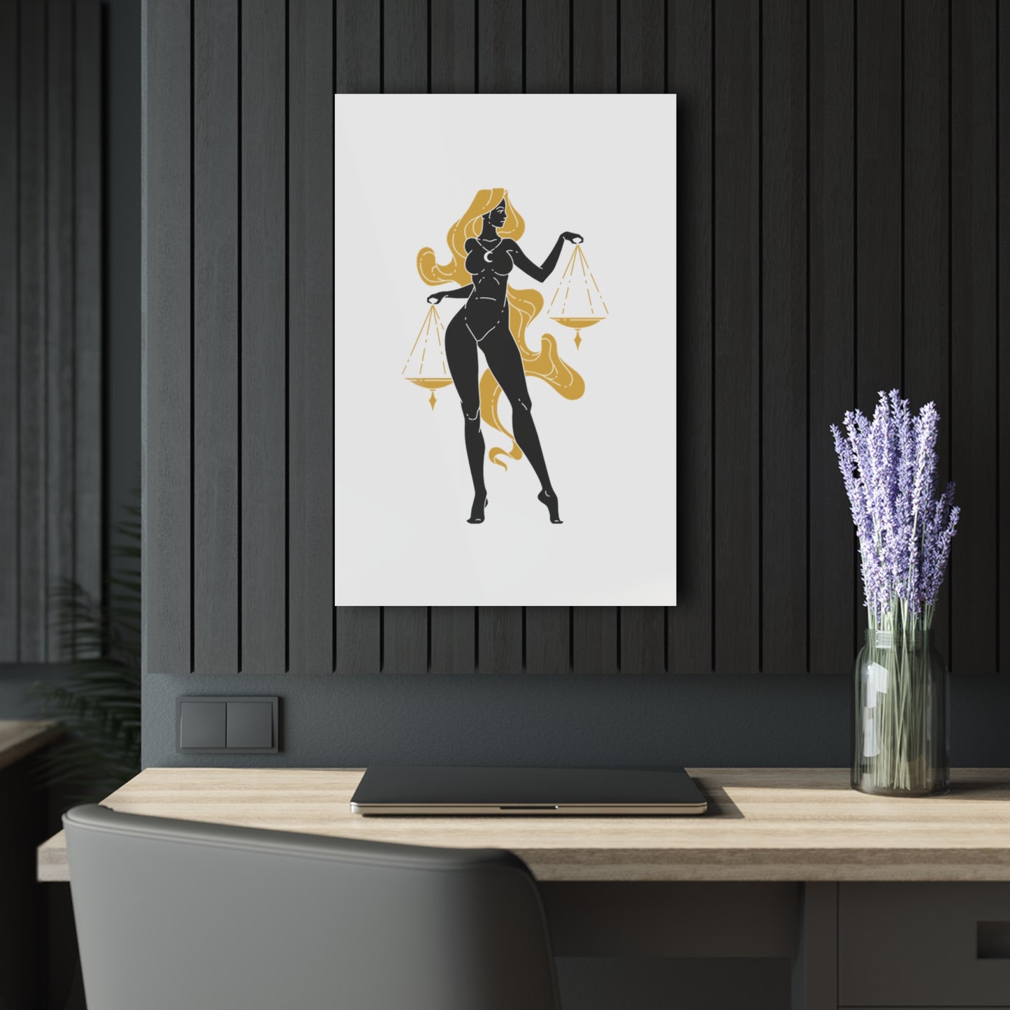 Elegant Libra Zodiac Devine Feminine Acrylic Print - Zodiac Art for Home Decor, Astrology Gift, Minimalist Wall Art