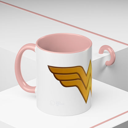 Wonder Woman Accent Coffee Mug - Perfect Gift for Superhero Fans, Tea Lovers, Birthday, Holiday, Home Office Decor, Collectible