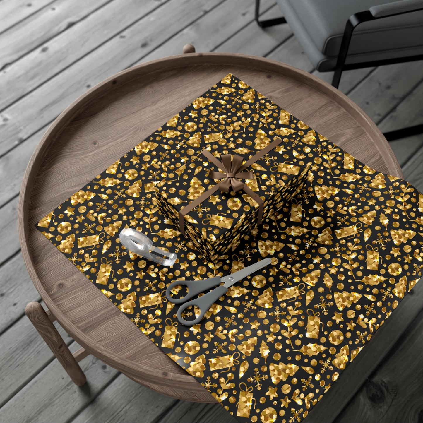 Elegant Gold and Black Gift Wrap Papers for Special Occasions, Holiday Wrapping Paper, Birthday Gift Wrap, Christmas Gift Wrap, Chic