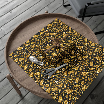 Elegant Gold and Black Gift Wrap Papers for Special Occasions, Holiday Wrapping Paper, Birthday Gift Wrap, Christmas Gift Wrap, Chic