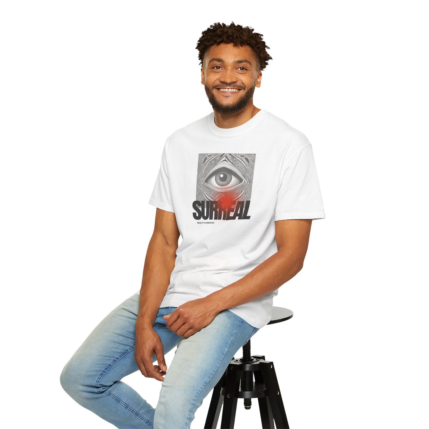 Surreal Eye Unisex Garment-Dyed T-shirt, Graphic Tee for Art Lovers, Unique Gift for Halloween, Streetwear Fashion, Casual Everyday Wear,