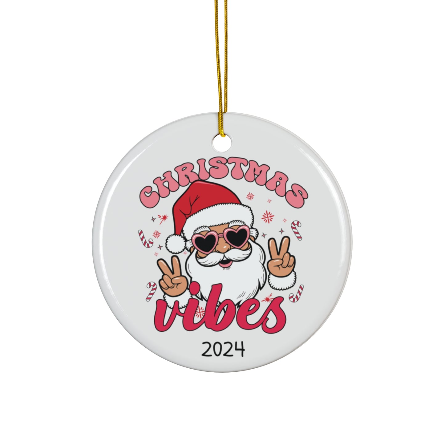 Playful Santa Ceramic Ornament - Christmas Vibes Decoration, Holiday Gift, Tree Ornament, Personalized Keepsake, Festive Decor