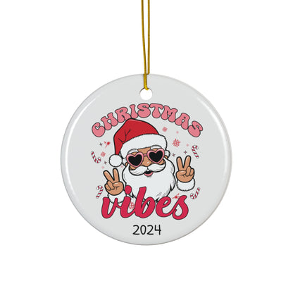 Playful Santa Ceramic Ornament - Christmas Vibes Decoration, Holiday Gift, Tree Ornament, Personalized Keepsake, Festive Decor