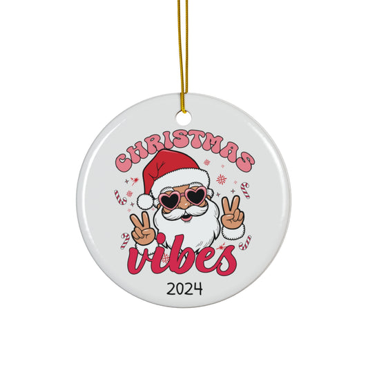Playful Santa Ceramic Ornament - Christmas Vibes Decoration, Holiday Gift, Tree Ornament, Personalized Keepsake, Festive Decor