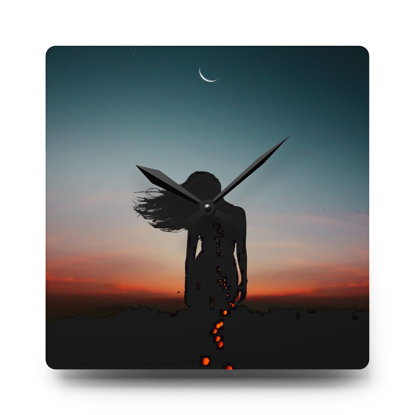 Moon Goddess Serene Acrylic Wall Clock | Home Décor for Dreamy Spaces, Unique Gift for Nature Lovers, Ideal for Weddings or Housewarmings