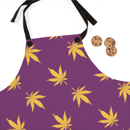 Purple Trendy Cannabis Leaf Apron, Perfect for Cooking, Baking, Grilling, Gifts for Chefs, Eco-Friendly Kitchware