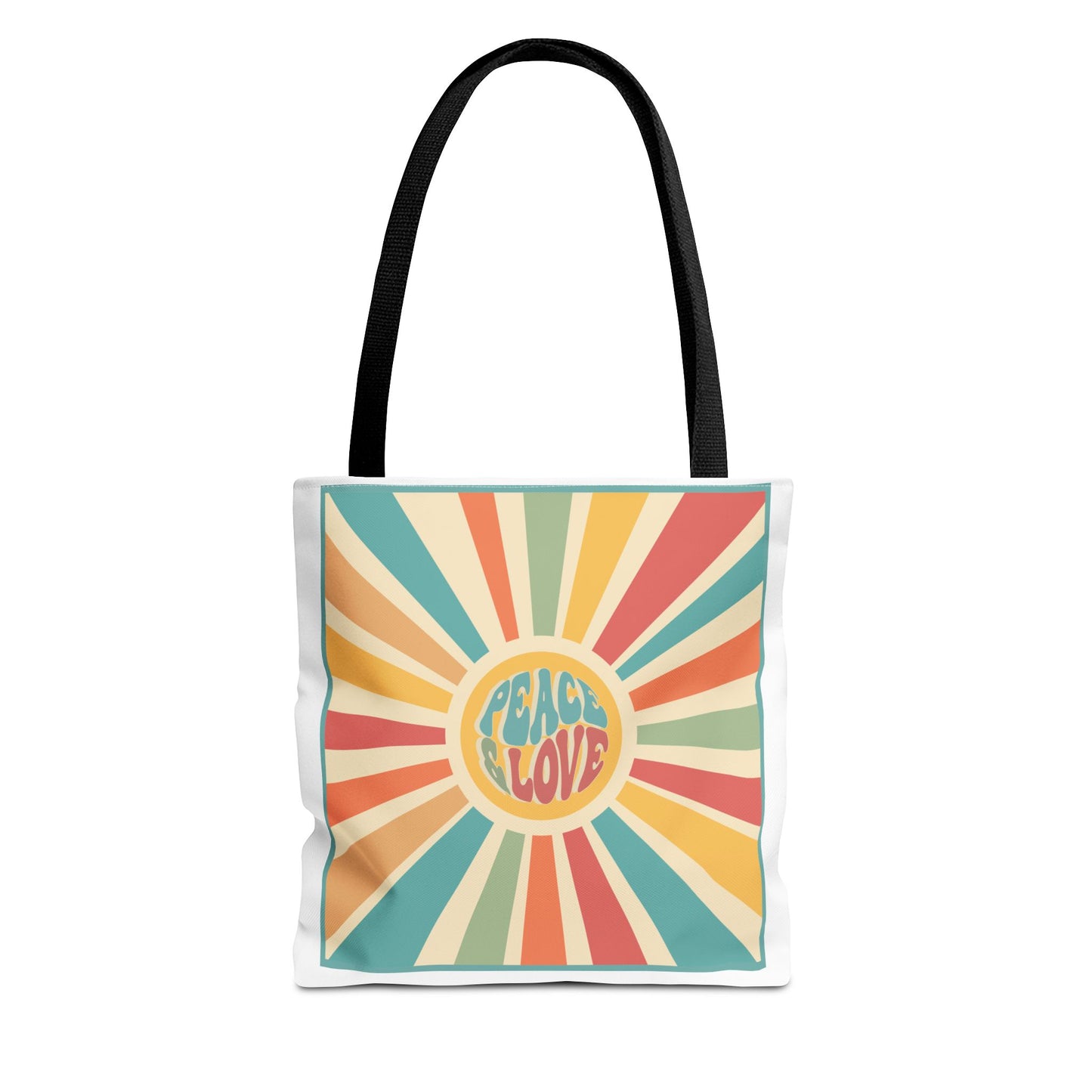 Colorful Peace & Love Tote Bag, Boho Bag, Beach Tote, Shopping Bag, Festival Accessory, Eco-Friendly Gift