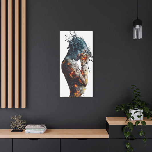 Introspective Emotional Abstract Canvas Art Print, Soulful Modern Wall Decor, Unique Gift for Art Lovers, Vibrant Home Aesthetic, Ideal for Celebrations