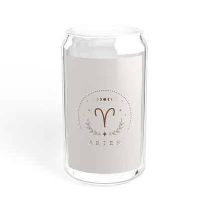 Personalized Aries Sipper Glass, Zodiac Drinkware, Astrology Gift, Eco-Friendly Cup, 16 oz Water Glass, Birthday Present, Home Barware