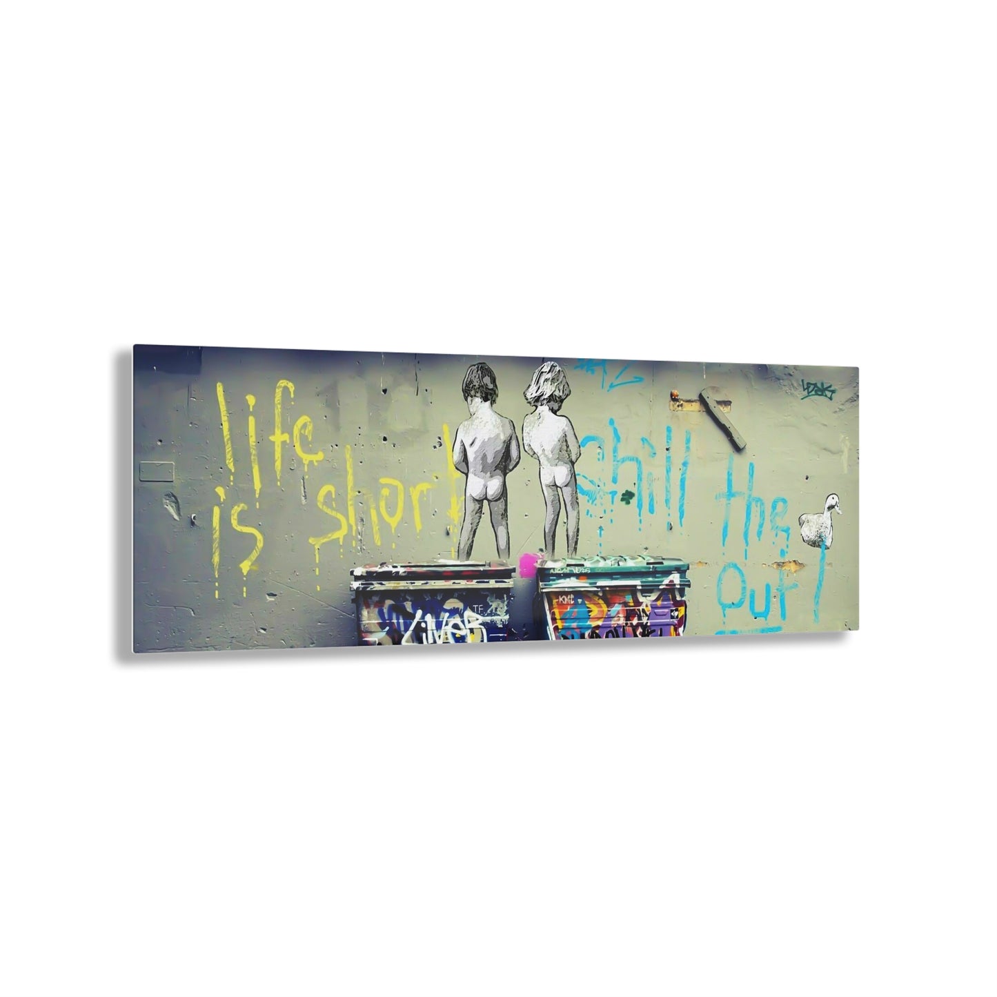 Banksy Life is Short - Urban Acrylic Print, Edgy Wall Art, Street Art Decor, Inspirational Home Decor, Gift for Art Lovers, Wall Decor