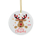 Personalized Christmas Ceramic Ornament, Festive Holiday Decor, Cute Reindeer Design, Perfect Gift for Tree or Home, 2024 Ornament, Holiday