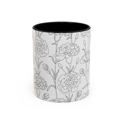 Floral Printed Coffee Mug, Stylish Drinkware for Home, Gift for Plant Lovers, Elegant Office Accessory, Mothers Day Present, Tea Cup