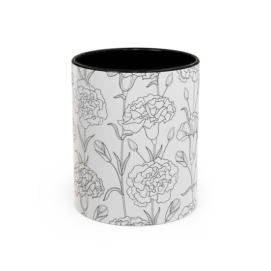 Floral Printed Coffee Mug, Stylish Drinkware for Home, Gift for Plant Lovers, Elegant Office Accessory, Mothers Day Present, Tea Cup