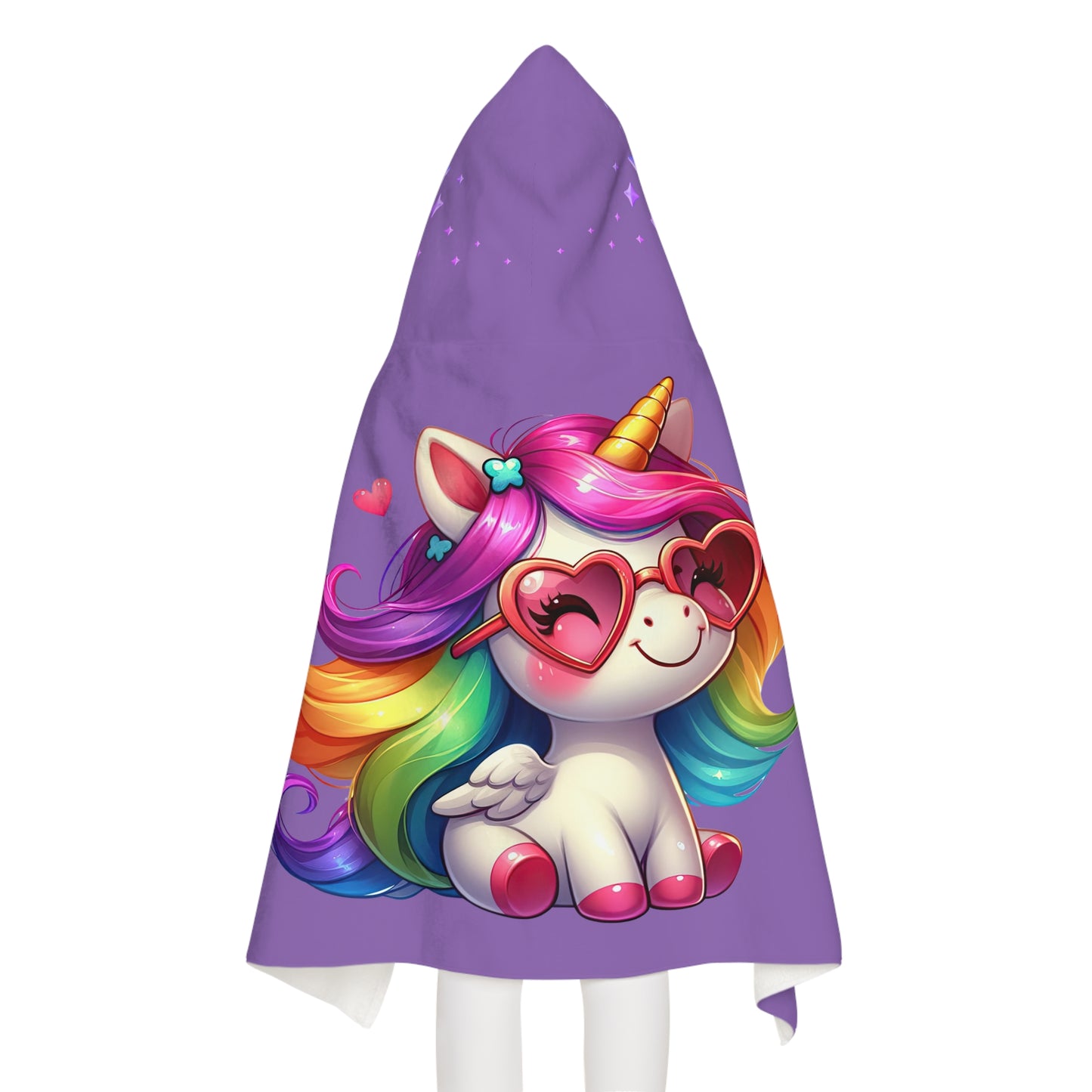 Purple Unicorn Youth Hooded Towel, Cute Bath Towel, Kids Swim Towel, Rainbow Gifts, Toddler Waterwear, Cute Animal Towel