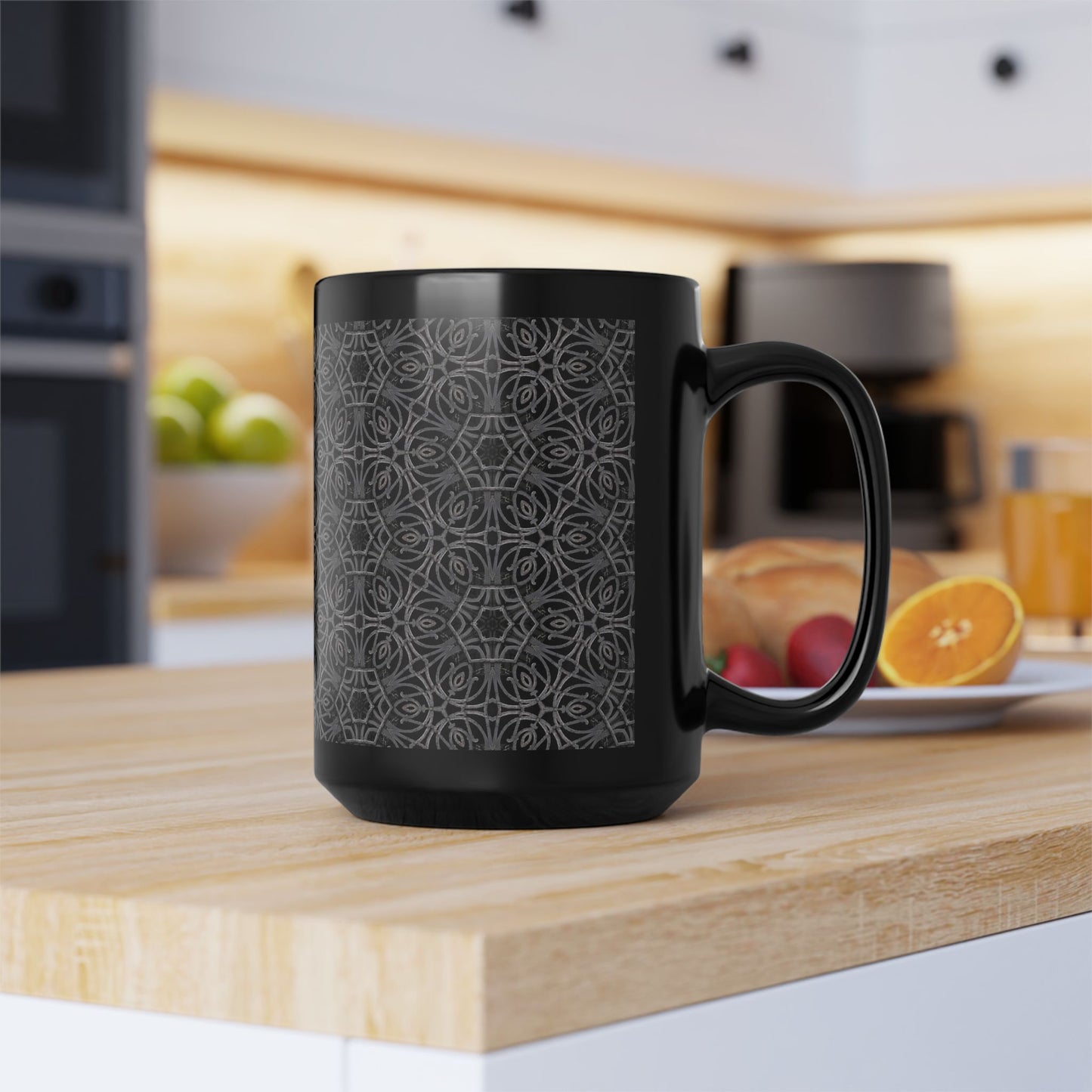 Elegant Black Mug, 15oz - Unique Coffee Cup for Tea Lovers, Stylish Home Decor, Perfect Gift for Friends & Family, Modern Design