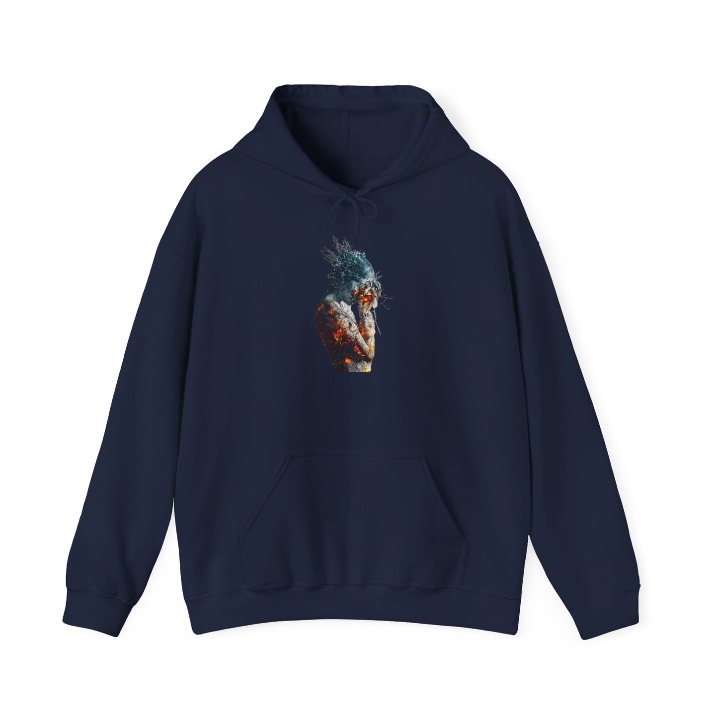 Introspective Artistic Unisex Hooded Sweatshirt, Cozy Streetwear, Unique Gift for Artists, Casual Wear, Perfect for Fall & Winter