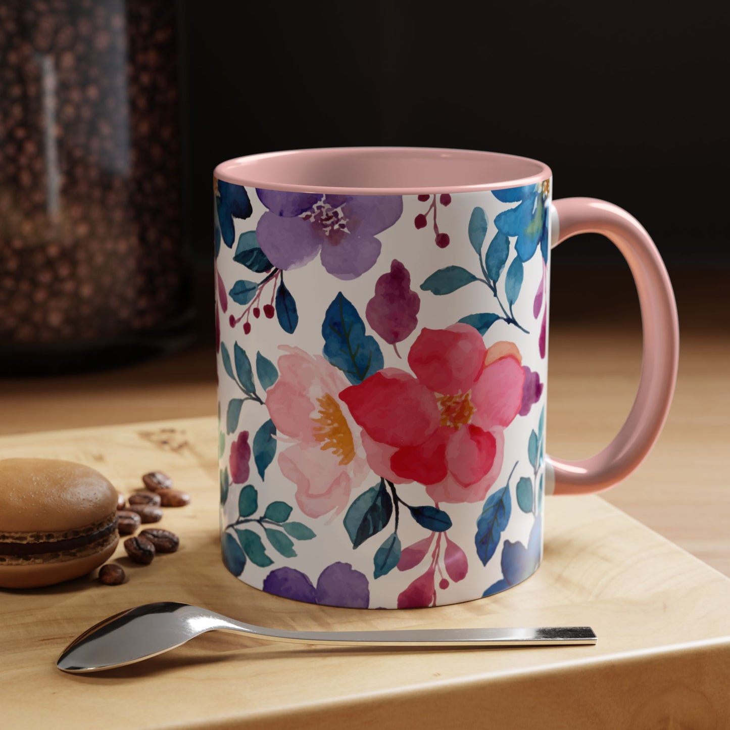Floral Accent Coffee Mug, Beautiful Floral Design, Perfect Gift for Plant Lovers, Housewarming, Birthday, Mother's Day