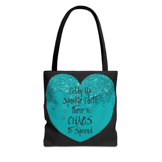 Sparkle Farts Heart Tote Bag - Giddy Up Sparkle Pants, Chaos to Spread, Perfect for Everyday Use, Gift for Her, Party Bag, Fashion Accessory