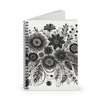 Floral Spiral Notebook - Ruled Pages, Bohemian Decor Notebook, Gift for Writers, Nature Lovers Journal, Doodle Sketchbook, School Supplies