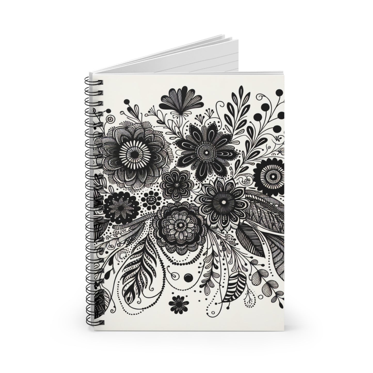 Floral Spiral Notebook - Ruled Pages, Bohemian Decor Notebook, Gift for Writers, Nature Lovers Journal, Doodle Sketchbook, School Supplies