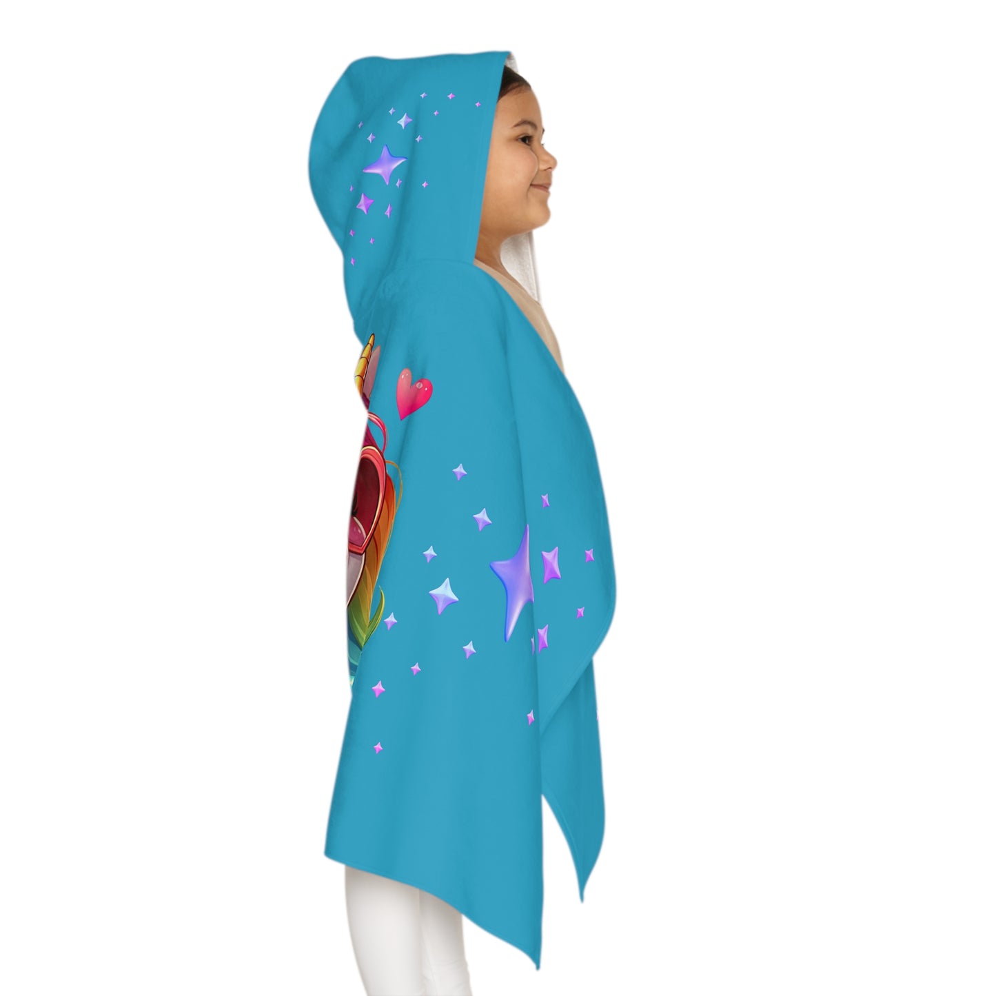 Unicorn Youth Hooded Towel, Cute Bath Towel, Kids Swim Towel, Rainbow Gifts, Toddler Waterwear, Cute Animal Towel - Turquoise